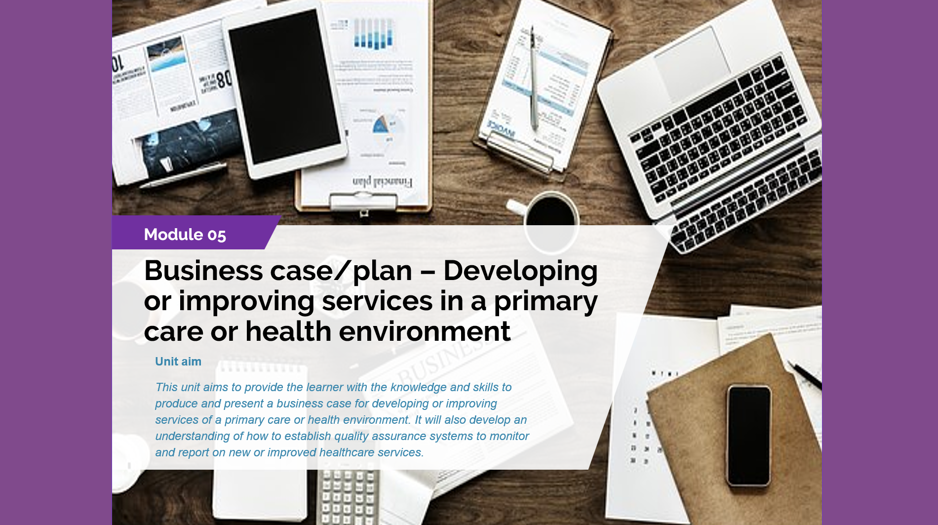 Level 5 AMSPAR Business Plan / Business Case - Developing or improving services in a primary care or health environment