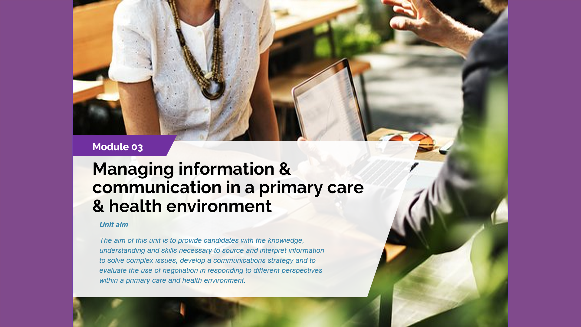 Level 5 AMSPAR Managing information and communication in a primary care and health environment